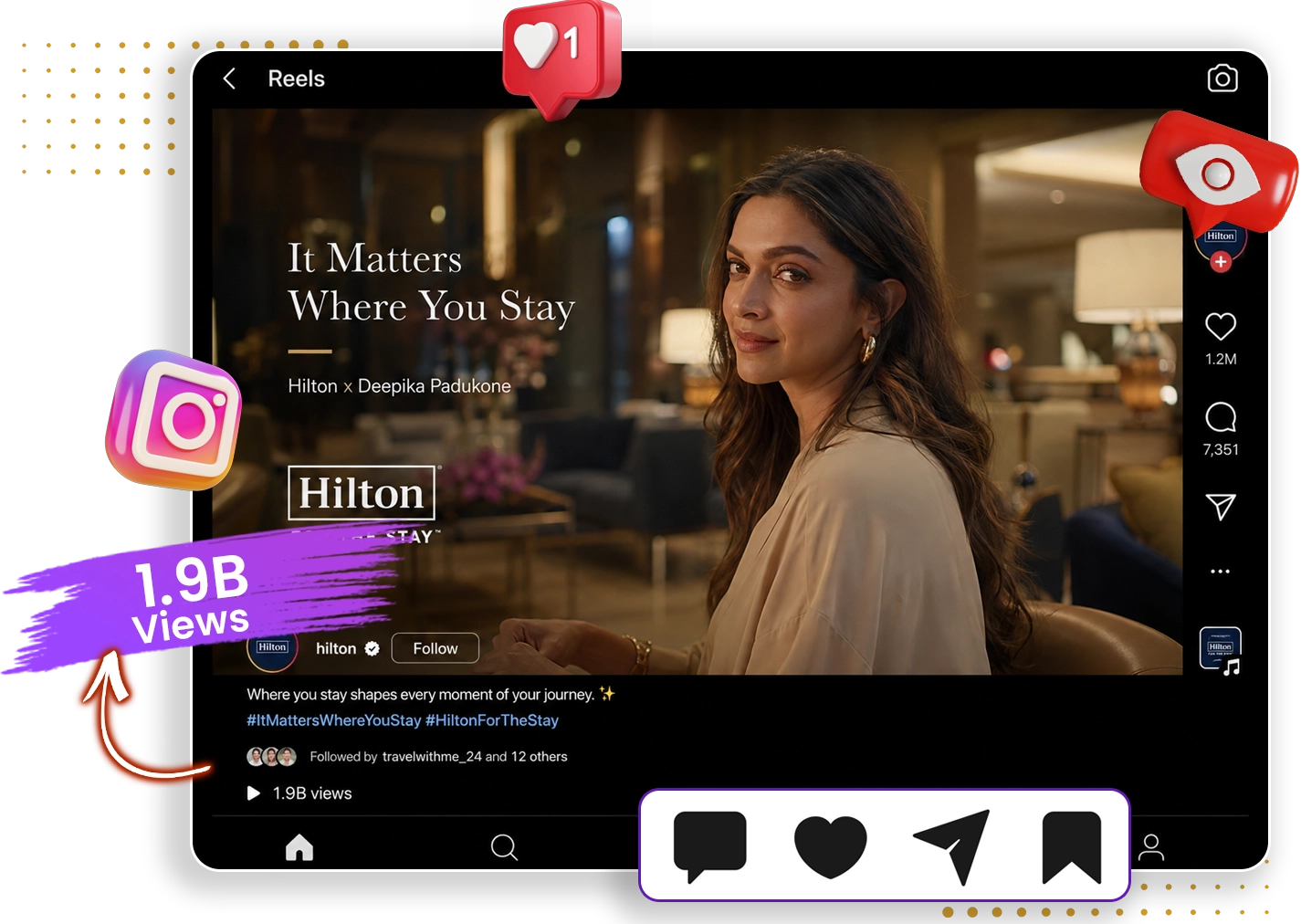 Hilton Deepika Padukone Instagram Reel