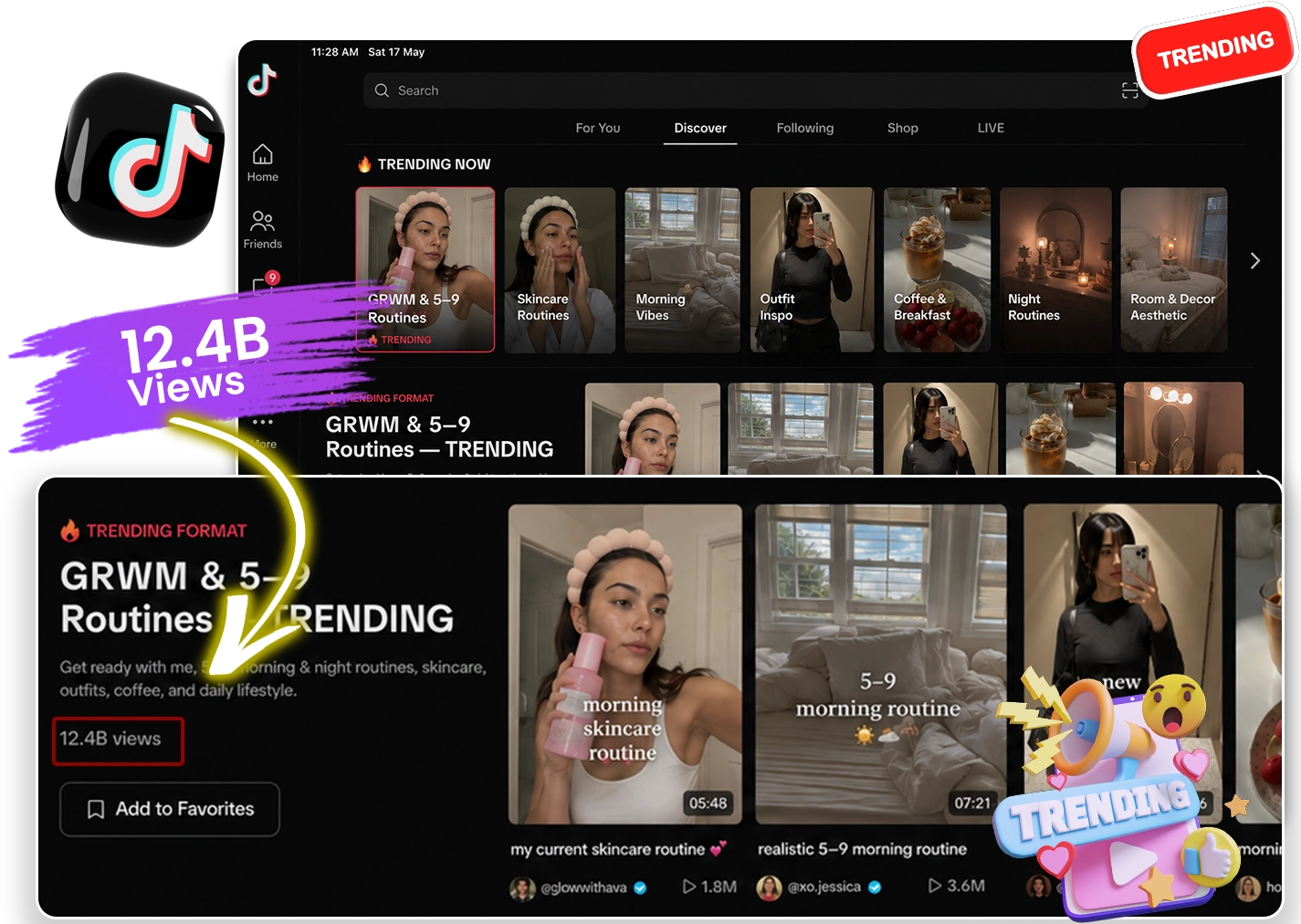 GRWM and 5-9 Routines TikTok trend